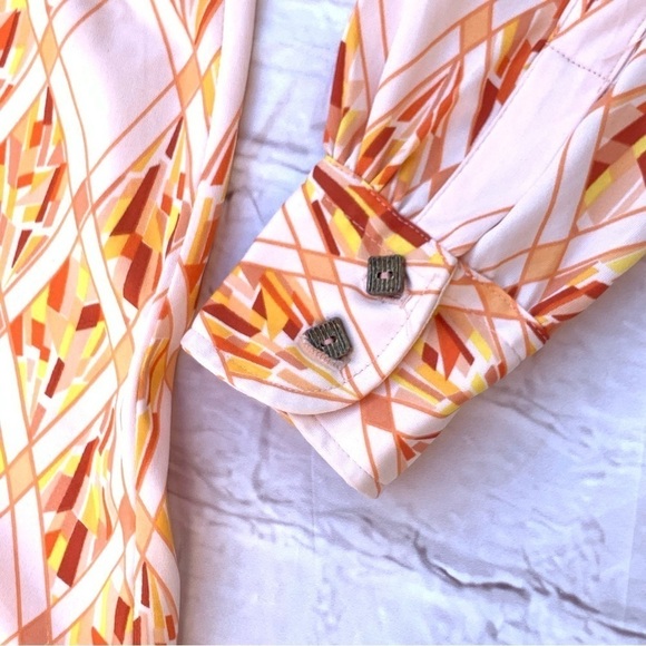 Vintage 60s Roberto Firenze Pastel abstract Collar Top size 12 - Picture 2 of 7